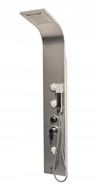 PANEL PRYSZNICOWY NAROŻNY SREBRNY 146X22 STAL NIERDZEWNA 4 FUNCJE