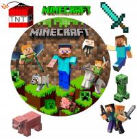 Вафля для торта MINECRAFT 20 см толщиной 0,6 мм персонажи текст