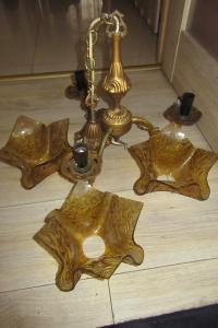 ЖИРАНГОЛ ЛАТУНЬ С ЗОЛОТЫМИ АБАЖУРАМИ АНТИКВАРИАТ