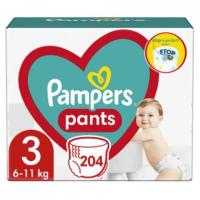 PAMPERS Pieluchomajtki Pants 3 204 szt + GRATIS