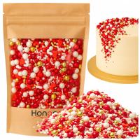 POSYPKA CUKROWA ŚWIĄTECZNA MIX CZERWONA ZIMOWA ŚNIEŻYNKI BOŻE NARODZENIE 50