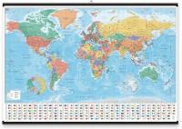 Карта мира для стены плакат с флагами политическая стена 91, 5x61 см