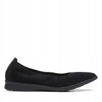 Baleriny damskie skórzane Clarks Jenette Ease 261681134 zamszowe czarne