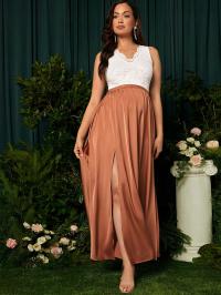 Shein spódnica ciążowa maxi brązowy