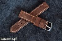 PASEK DO ZEGARKA 20 mm szyty ręcznie brązowy naturalna skóra