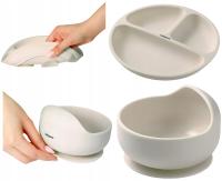 Чаша и тарелка набор силиконовой посуды с присоской Babyono бежевый