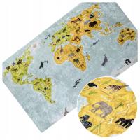 Детский ковер карта мира континенты зоопарк противоскользящий 80x150 см