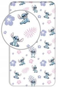 PRZEŚCIERADŁO BAWEŁNIANE DZIECIĘCE z GUMKĄ 90x200 LILO i STITCH STICZ BIAŁE