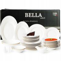 SERWIS OBIADOWY PORCELANOWY 47EL ZESTAW TALERZY BIAŁYCH PORCELANA NA 12OSÓB