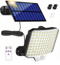 LAMPA SOLAR CZUJNIK RUCHU ZMIERZCHU KINKIET HALOGEN ZEWNĘTRZNY PILOT 108LED