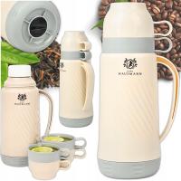 ТЕРМОС СО СТЕКЛЯННЫМ КАРТРИДЖЕМ 1Л ДЛЯ КОФЕ ЧАЙ ПОСУДА ТЕРМОС ДВЕ ЧАШКИ