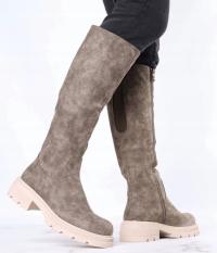 Jezzi женские сапоги до колена на плоской подошве