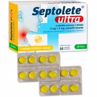 Septolete Ultra o smaku cytryny i miodu 3 mg + 1 mg, 16 pastylek twardych