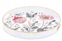 Taca dekoracyjna okrągła biała w kwiaty 4x33x33 166864