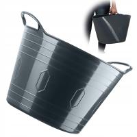 KOSZ KOSZYK ELASTYCZNY POJEMNIK PLASTIKOWY UNIWERSALNY 42L OKRĄGŁY SZARY