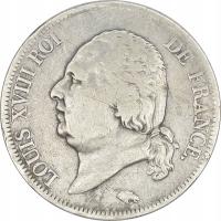 14.hy.FRANCJA, LUDWIK XVIII, 5 FRANKÓW 1819 B