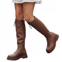 Kozaki damskie na platformie brązowe ZY1320