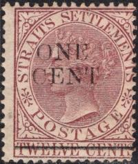 kol.bryt.Straits Settlements QV 1 c.czysty *