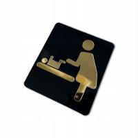 Oznaczenie na drzwi PRZEWIJAK tabliczka informacyjna CZARNA złoty piktogram