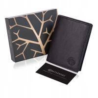 BETLEWSKI Portfel Męski Skóra Naturalna Czarny Pionowy Bez Zapięcia RFID