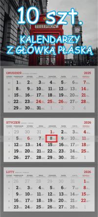 KALENDARZE trójdzielne STANDARD 310x690 firmowe reklamowe - 10 sztuk