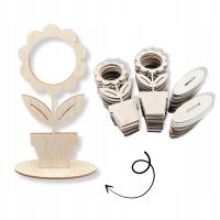 Drewniany kwiatek w doniczce otwór na zdjęcie obrazek zestaw 50 szt