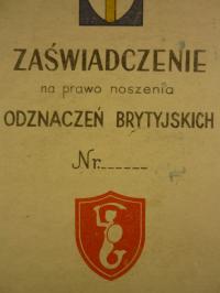 Zaświadczenie - Dowództwo 2 Korpusu Polskiego - 1946 - PSZ/Z