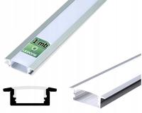 Серебряный утопленный тонкий ЭКО алюминиевый профиль для молочного абажура 1М светодиодных лент