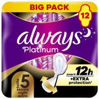 Always Platinum Secure Night Rozmiar 5 Podpaski na noc ze skrzydełkami 12 s