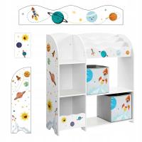 Книжный шкаф полка для детской комнаты 93 x 30 x 100 органайзер с 2 контейнерами
