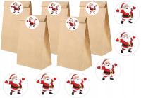 24 SZT PREZENTOWE PAPIEROWE TOREBKI ŚWIĄTECZNE DO PRZEDSZKOLA + NAKLEJKI