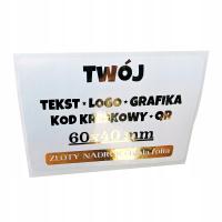 Naklejki LOGO TEKST etykiety - x100 sztuk - 60x40 mm - ZŁOTY NADRUK - folia