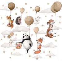 Детские наклейки на стену с животными и воздушными шарами