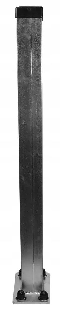 Столб 80x80 оцинкованный с основанием для ворот, направляющих к рулону, 1,5 м, торцевая крышка