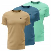 T-shirt męski 4F bawełniany okrągły dekolt wielokolorowy 3 szt.