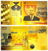 Лех Качиньский 20 зл позолоченная банкнота коллекция