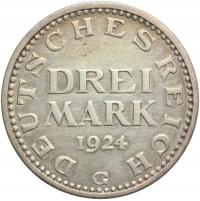 3 MARKI WEIMAR 1924 G KARLSRUHE OBIEGOWA Nr.18