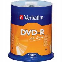 Диски VERBATIM DVD-R 4,7 GB 16x Datalife 100шт