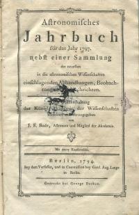 ASTRONOMISCHES JAHRBUCH rocznik astronomiczny na rok 1797 astronomia