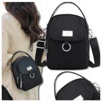 Kopertówka Torebka na telefon ramię Damska czarna mała pasek portfel Torba