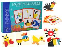 DREWNIANA UKŁADANKA MONTESSORI LOGICZNA PUZZLE GRA WZORY KLOCKI MOZAIKA