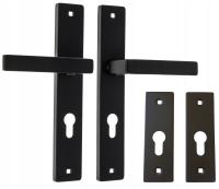 NOVAMET Klamka do drzwi wejściowych czarna HEKTOR rozstaw 72mm z rozetą