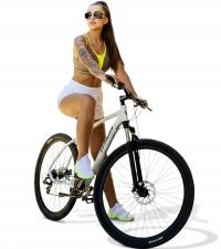 АЛЮМИНИЕВЫЙ ЛЕГКИЙ ГОРНЫЙ ВЕЛОСИПЕД 27,5 АЛЬПИНИСТ ДВЕРНЫЕ РУЧКИ ДИСКИ SHIMANO ЖЕНСКИЙ БЕЛЫЙ