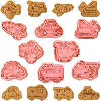 Wykrawacze ze Stemplem POJAZDY foremki 8szt