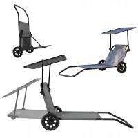 LEŻAK Nils składany fotel turystyczny na kółkach SKŁADANY DASZEK szary NILS