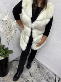 Kamizelka bezrękawnik futro futerko XXXL ROZ 44 46 48 ecru