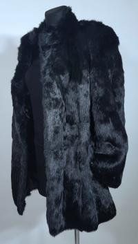 Naturalne futro kruczoczarne marynarka leciutkie królik M L 38 40