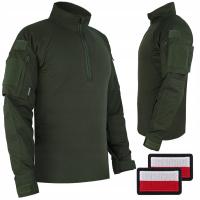 BLUZA TAKTYCZNA WOJSKOWA COMBAT SHIRT DOMINATOR OLIWKOWA + 2 FLAGI