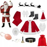 MIKOŁAJ PROFESJONALNY STRÓJ PRZEBRANIE MIKOŁAJA JAKOŚĆ ZESTAW XXL 14 EL
