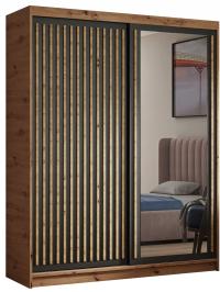 Современный раздвижной шкаф с зеркальными ламелями 100 см Дорис гардеробная